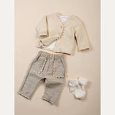 Girl's ruffled cardigan - ALMOND CREAM 273 -  | Bamboom