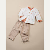 Girl's ruffled cardigan - PRINT LUCKY LEAVES  280 -  | Bamboom