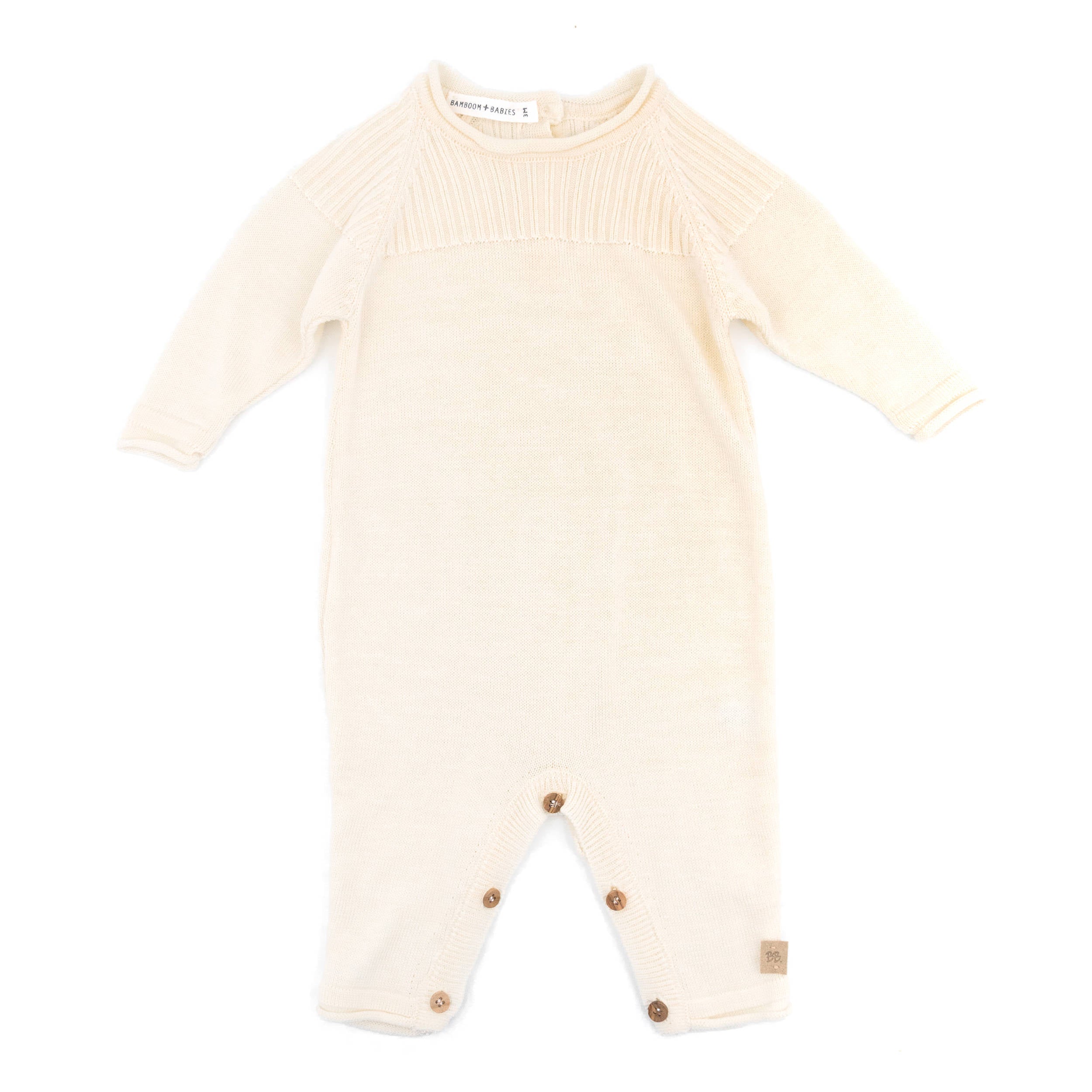 Bamboom Tutina Neonato in Maglia con Apertura Davanti - Bianco