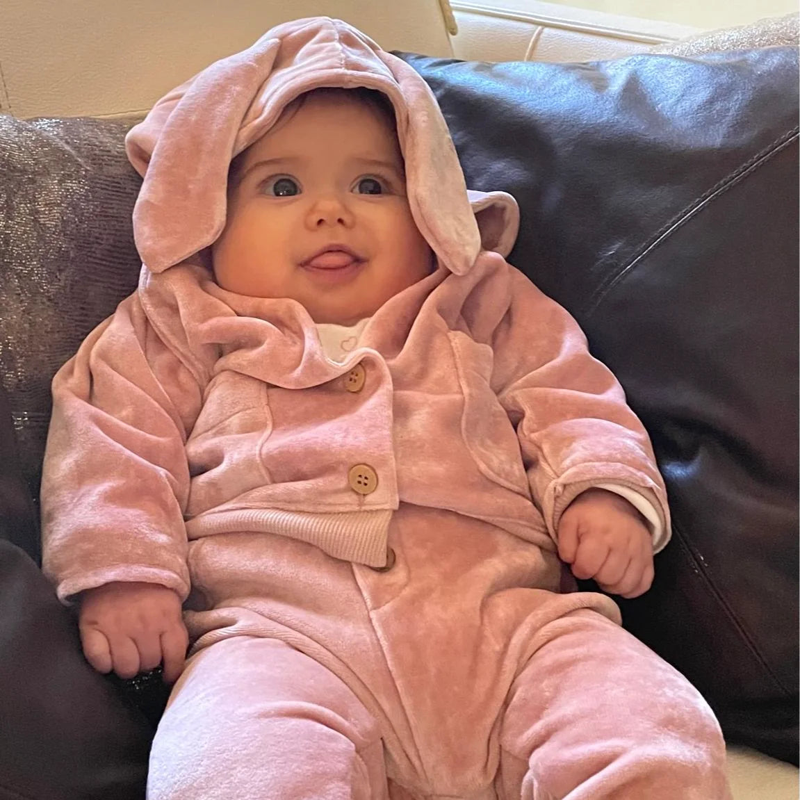 Cardigan con Orecchie in Velluto - Rosa Cipria 28