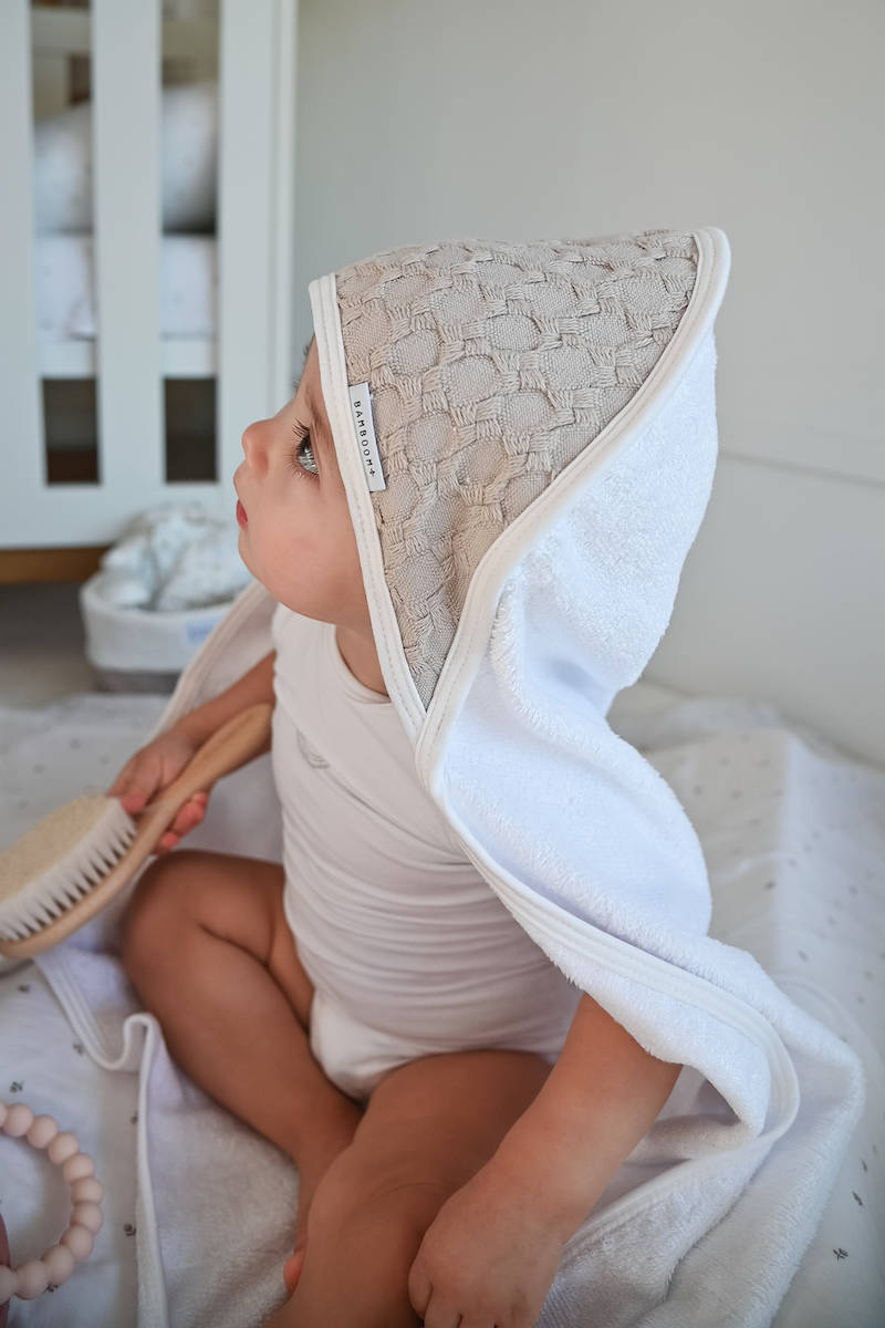 Asciugamano per neonato color Sabbia - Bamboom – Bamboom srl