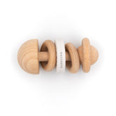 Houten en siliconen rammelaar - Wit - Wit 01 -  | Bamboom